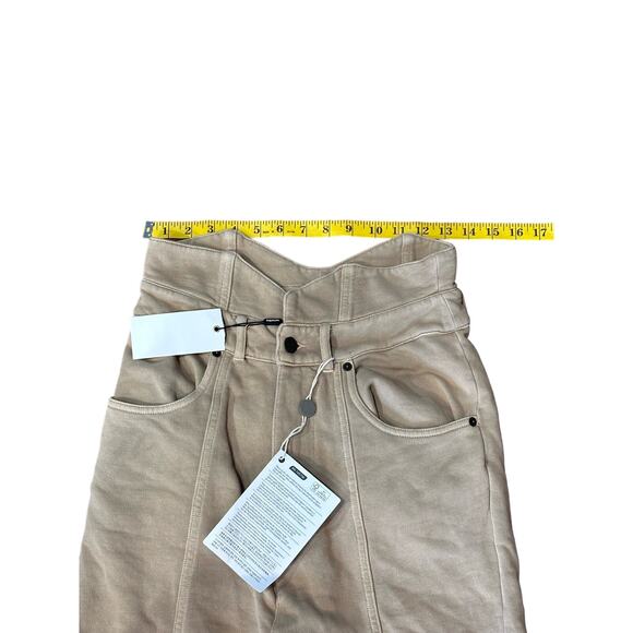 NWT Retrofête Washed Terry Pant in Beige Khaki Cotton High Rise Small NO BELT - Picture 9 of 16